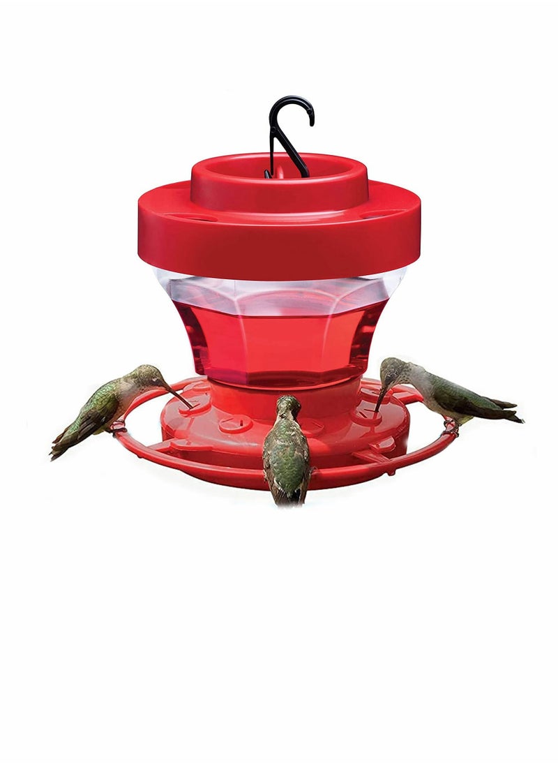 Y&D Hummingbird Feeder 16 oz - Plastic Feeders for Outdoors with Built-in Ant Guard Circular Perch 8 Feeding Ports/Wide Mouth Easy Filling/2 Part Base Cleaning  - Image 1
