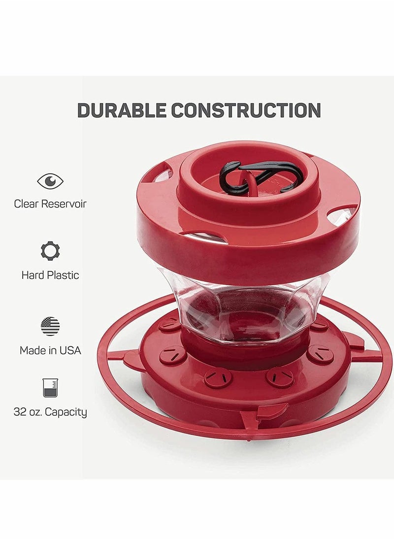 Y&D Hummingbird Feeder 16 oz - Plastic Feeders for Outdoors with Built-in Ant Guard Circular Perch 8 Feeding Ports/Wide Mouth Easy Filling/2 Part Base Cleaning  - Image 3