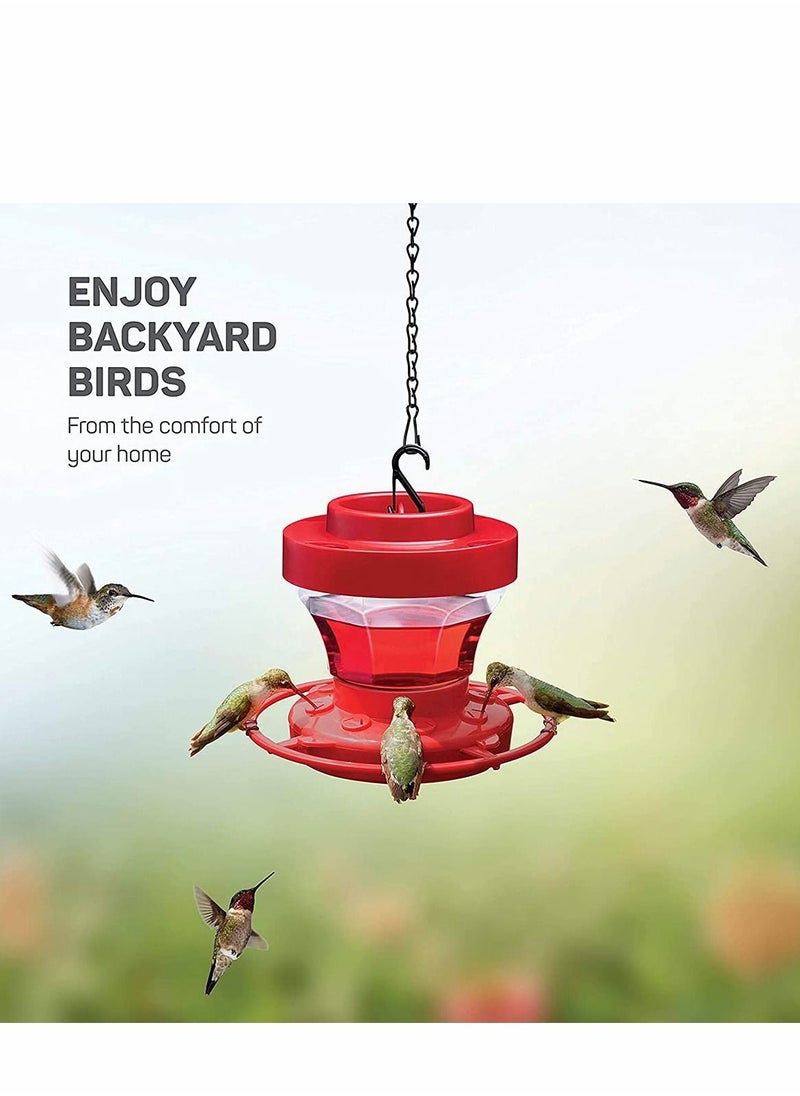 Y&D Hummingbird Feeder 16 oz - Plastic Feeders for Outdoors with Built-in Ant Guard Circular Perch 8 Feeding Ports/Wide Mouth Easy Filling/2 Part Base Cleaning  - Image 2