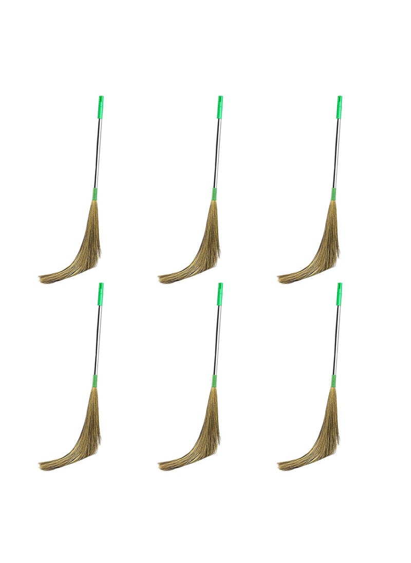 ORILEY ORILEY ORBR06 Floor Broom with Natural Soft No Dust Grass Long Stick Jhadu for Home Pantry Office Cleaning 6 Pcs Random Colour  - Image 1