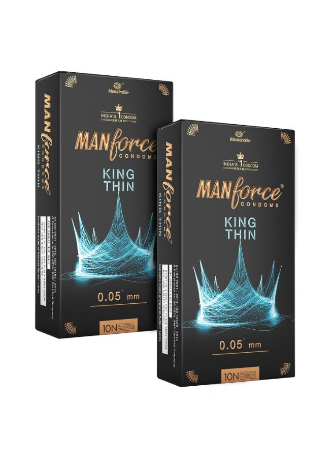 Manforce واقيات ذكرية مانفورس كينج ثين فائقة الرقة بدون نكهة، 10N × 2 - Image 1