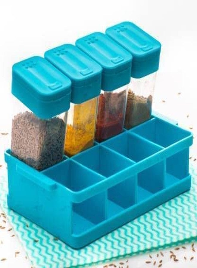 Finner Modern Masala Box Spice Organizer Set with 8 Airtight Plastic Containers | Compact Masala Dabba for Fresh, Organized Spices in Everyday Indian Kitchen (Blue) - Image 2