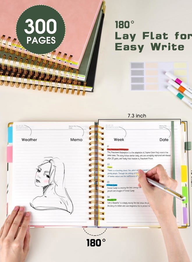 dilitego Hardcover Spiral Notebook journal with Removable Dividers Tabs, 300 Pages 5 Subject Notebook College Ruled, 100GMS Notebooks for Work School Note taking,Lined Journal for Women,Colorful Botanicals - Image 2