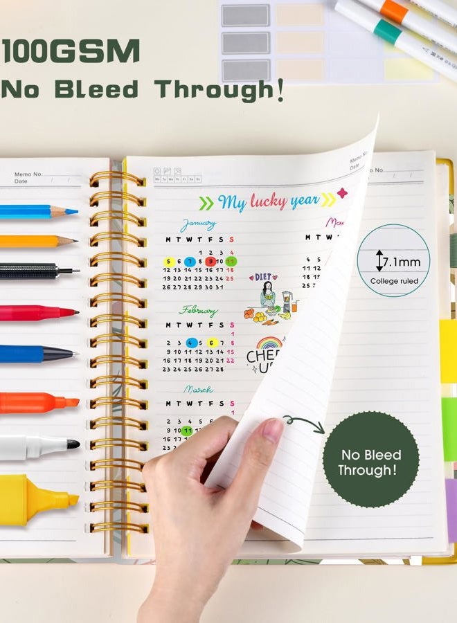 dilitego Hardcover Spiral Notebook journal with Removable Dividers Tabs, 300 Pages 5 Subject Notebook College Ruled, 100GMS Notebooks for Work School Note taking,Lined Journal for Women,Colorful Botanicals - Image 5