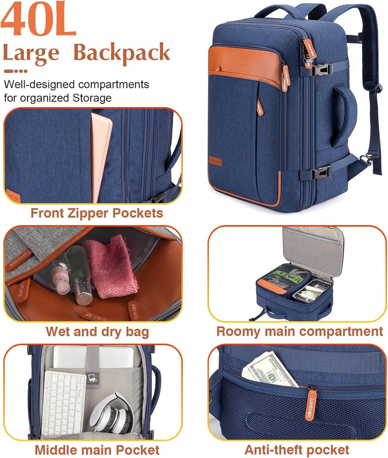 Lumesner Unisex Lumesner Travel Bussiness Laptop Backpack Carry on backpack,Travel backpack - Image 3