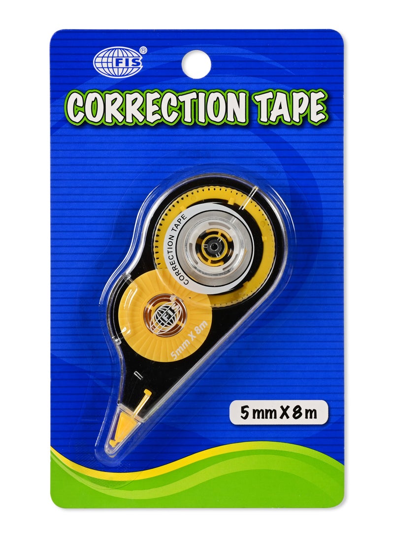 FIS شريط تصحيح العرض عبوة من 12 قطعة الحجم: 5MMX8M اللون: أصفر وأسود-FSCFT1 - Image 3