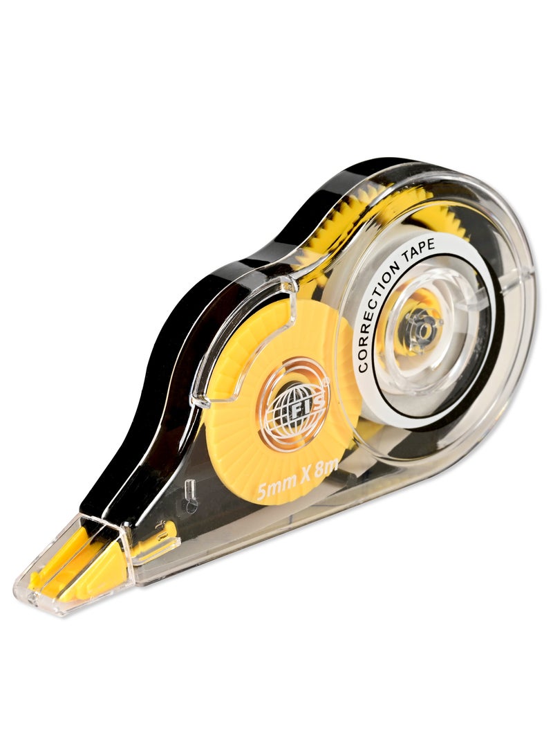 FIS شريط تصحيح العرض عبوة من 12 قطعة الحجم: 5MMX8M اللون: أصفر وأسود-FSCFT1 - Image 1