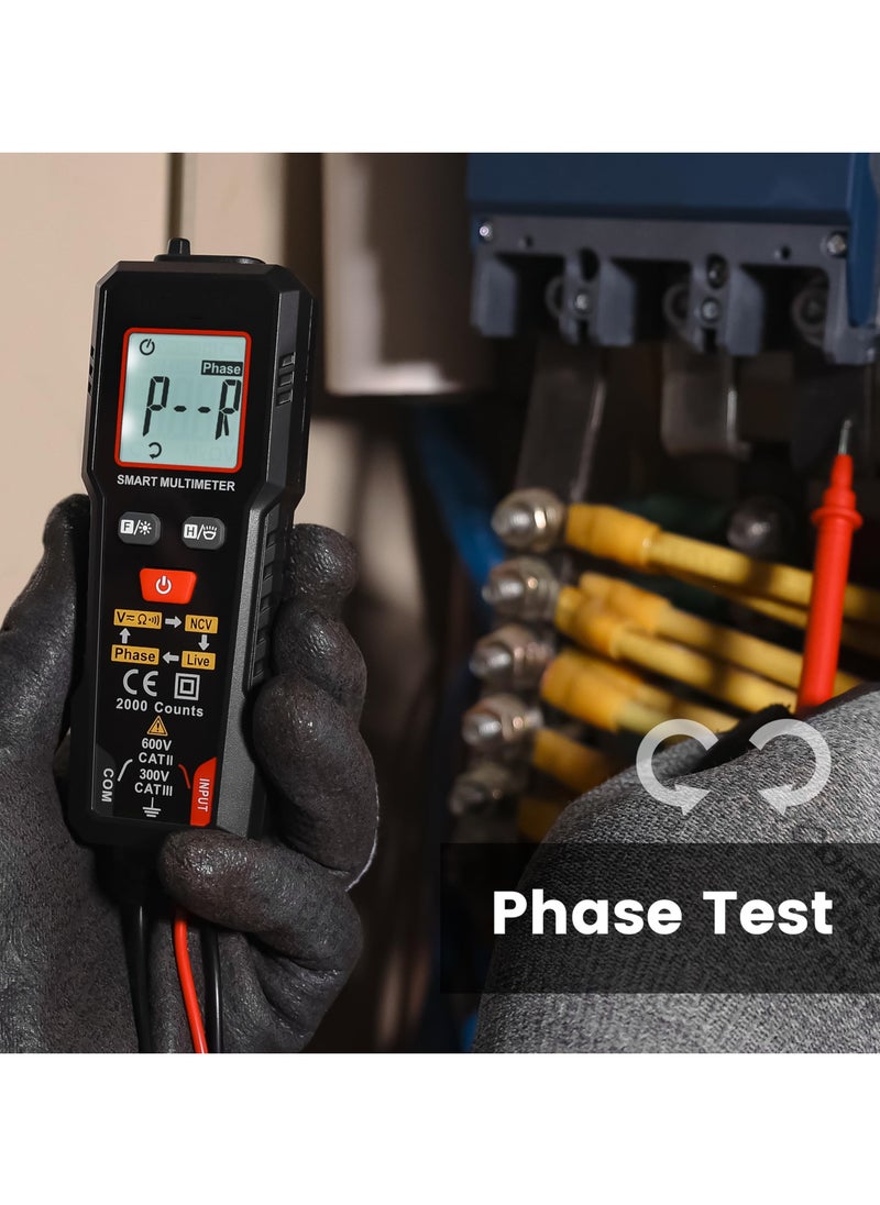 SYOSI Smart Multimeter, 2000 Counts Digital Multimeter, Professional AC/DC Voltage Tester, NCV Electricians Voltage Tester for AC/DC Voltage, Resistance, Continuity, Phase