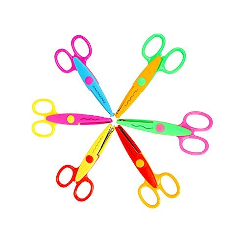 Jialeey Plastic Kids Design Safety Art Scissors Creative Crafts Scissors Paper Scrapbooking Decorative Wave Lace Edge Cutters Set 6 PCS - Image 2