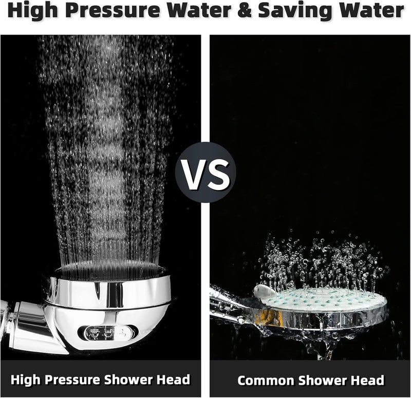 Marbrasse 3-Settings Handheld High Pressure Showerhead with ON/Off Full Shutoff Push Button,Water-saving Camping Shower with Adjustable Angle(Vacuum Suction Shower Head Holder+5 Feet Shower Hose) - Image 5