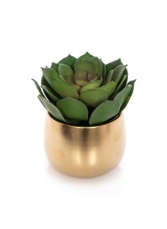 Generic CERAMIC ARTIFICIAL PLANT LOTUS SUCCULENT IN POT GOLD  - Image 1