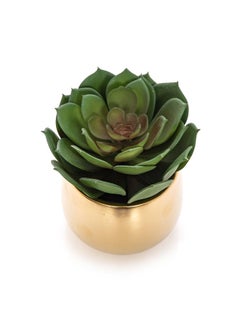 Generic CERAMIC ARTIFICIAL PLANT LOTUS SUCCULENT IN POT GOLD  - Image 2