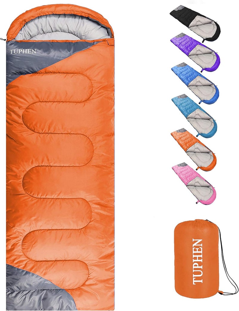 tuphen - Sleeping Bags for Adults Kids Boys Girls Backpacking Hiking Camping Microfiber Liner, Cold Warm Weather 4 Seasons Indoor Outdoor Use, Lightweight & Waterproof - Image 1