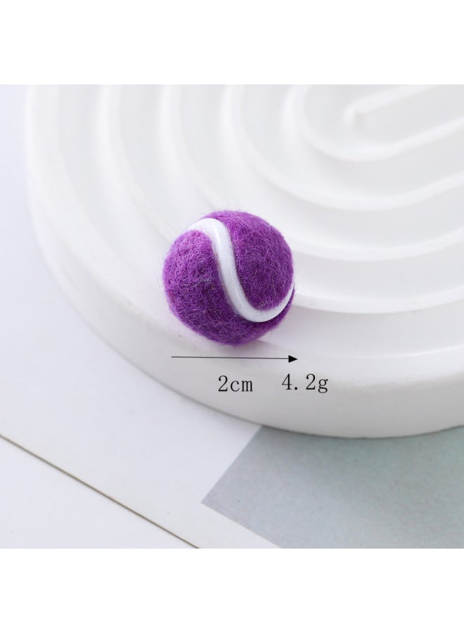 Direct Simulation Mini Tennis Accessories Tennis Keychain Pendant Tennis Stud Earrings Creative DIY Accessories-Color:2cm Tennis-purple  - Image 1