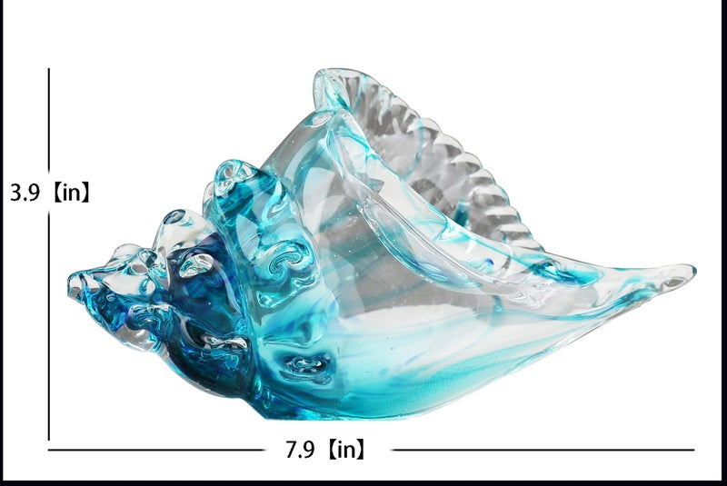 DOVDOV Hand-blown glass conch sculpture, modern green sea glass art decorative conch statue, coastal decor shell sculpture, suitable for living room TV cabinets, offices, shelf decorations and ornaments. - Image 2