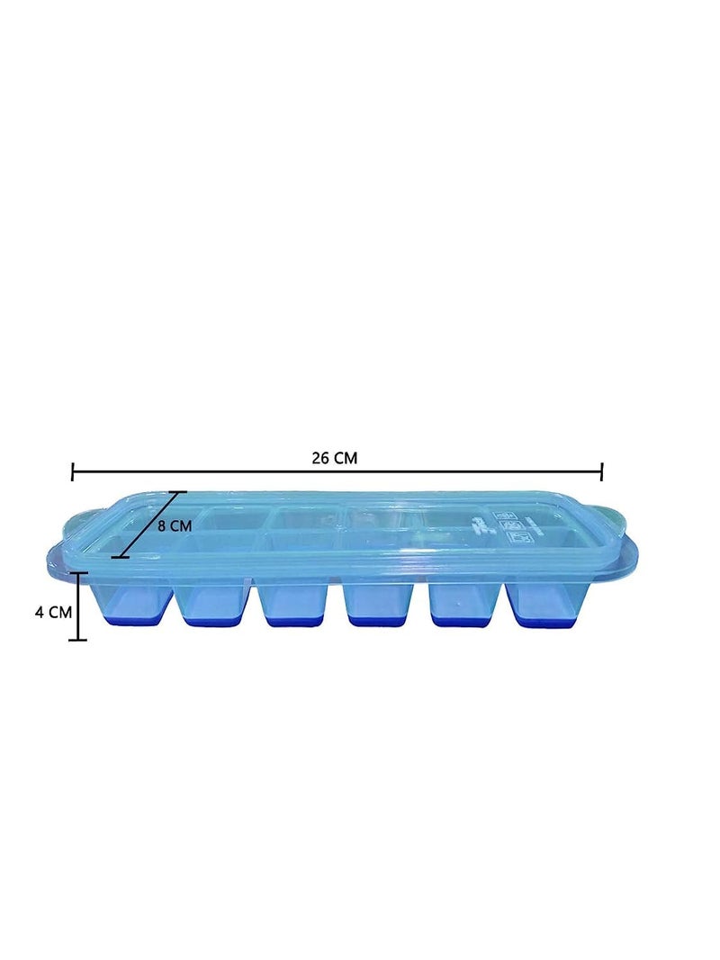 KBS Ice Cube Tray Small POP-UP with Flexible Silicon Bottom and Lid, 12 Cube Trays (Multicolor - Pack of 2) - Image 4