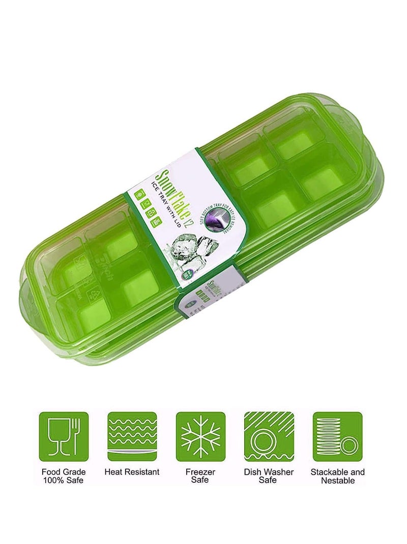 KBS Ice Cube Tray Small POP-UP with Flexible Silicon Bottom and Lid, 12 Cube Trays (Multicolor - Pack of 2) - Image 3