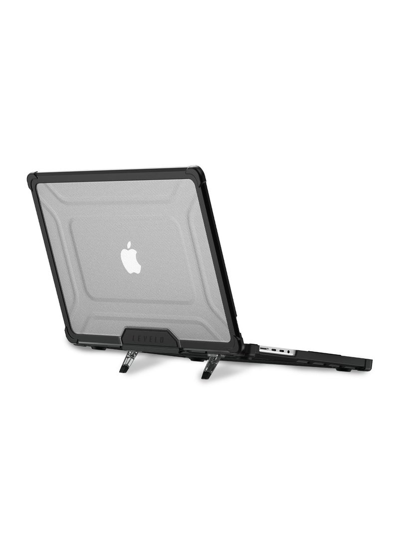 LEVELO Espectro Macbook Air15.3" Case / Easy Installation / Built In Air Vents / Foldable Stand - Black - Image 2