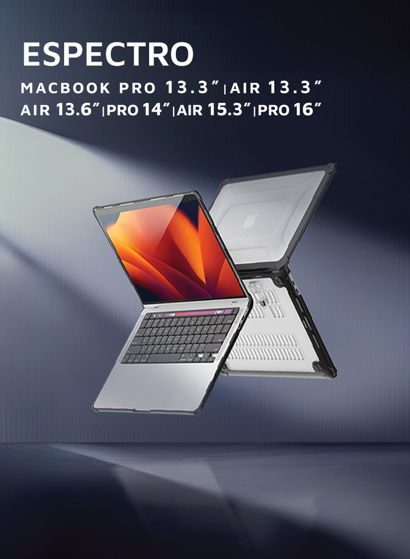 LEVELO Espectro Macbook Air15.3" Case / Easy Installation / Built In Air Vents / Foldable Stand - Black - Image 4