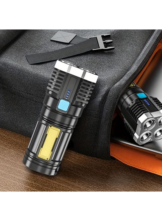 USB Rechargeable 4 LED Flashlight High Brightness Side Lights For Hiking Fishing - Image 4