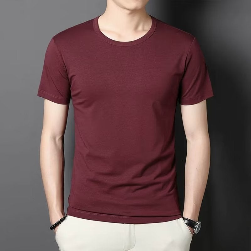 Korean Men'S Short-Sleeved T-Shirt Slim-Fit Base Shirt Plus Size Black And White Top Round Neck Summer T-Shirt Men'S Wear - Image 3