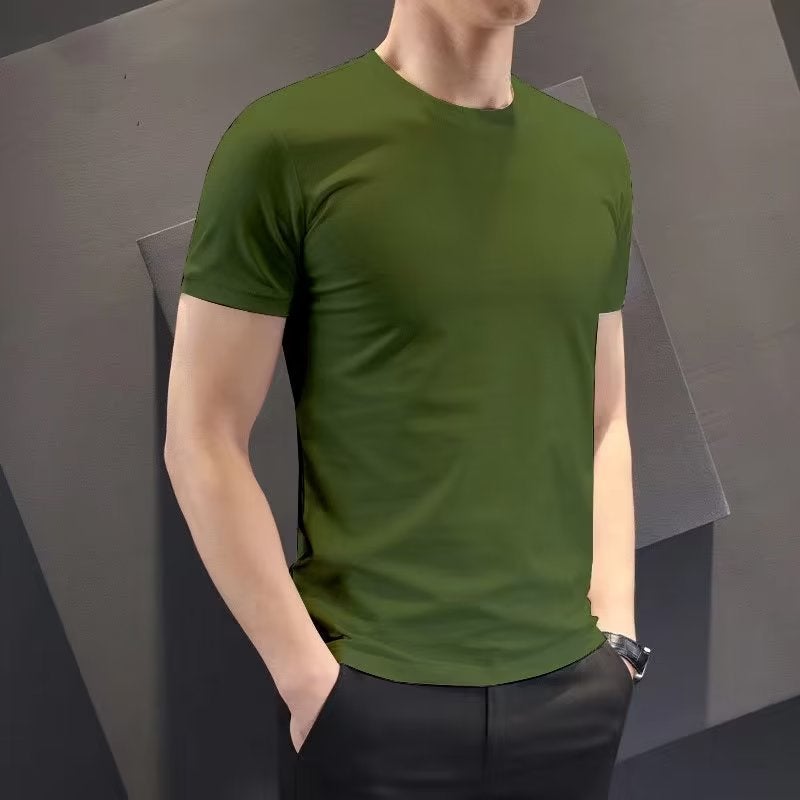 Korean Men'S Short-Sleeved T-Shirt Slim-Fit Base Shirt Plus Size Black And White Top Round Neck Summer T-Shirt Men'S Wear - Image 4