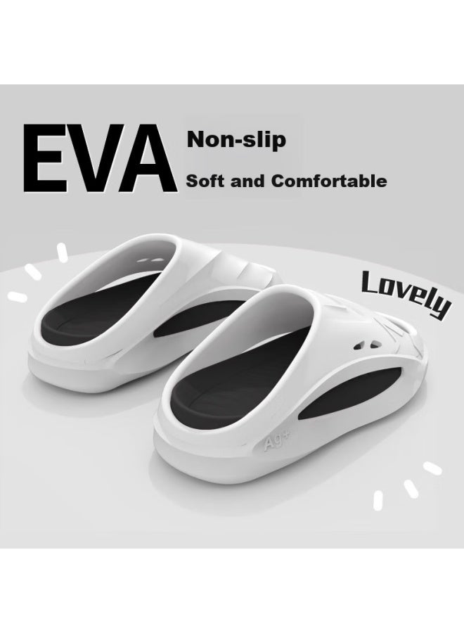 Qisefang Men's Sports Slippers, Ag+ Antibacterial, Comfortable Beach Sandals For All Seasons, Thick-soled Non-slip Couple Sandals For Women, White, Size 42-43