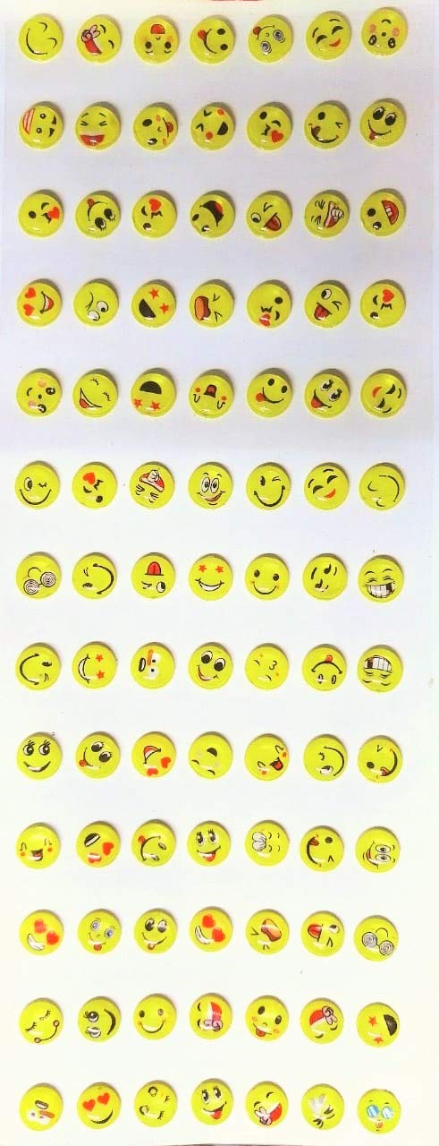CARE 'N' TOUCH Plastic New Cute Emoji Expression Sticker Sheet (Yellow)- 91 Pieces - Image 5