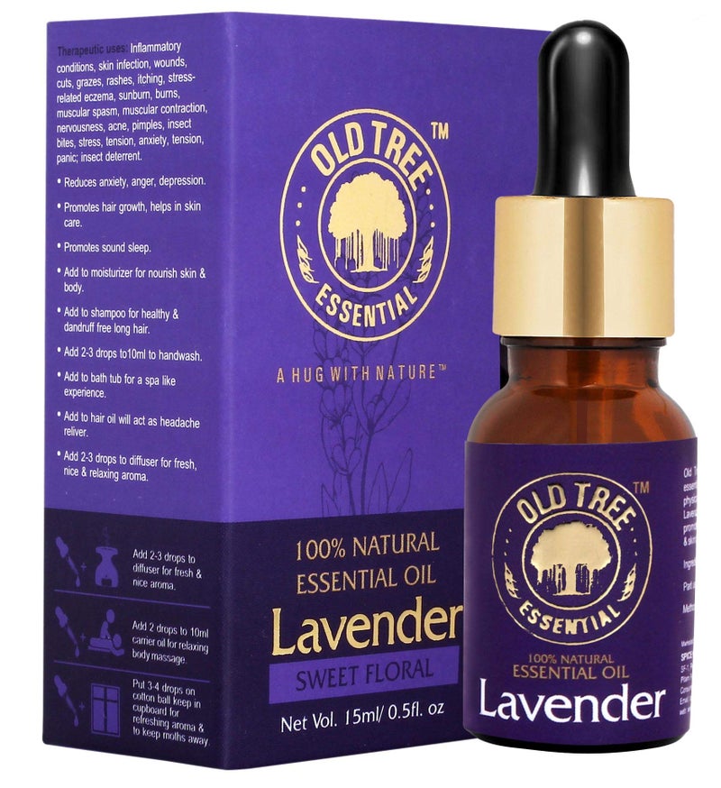Old Tree Lavender Essential Oil for Home Fragrance (15ml) - Pure & Natural Lavender Oil for Skin, Hair growth, Sleep, Diffuser, Soap Making - Essential Oil with Dropper for Aromatherapy and Relaxation - Image 1