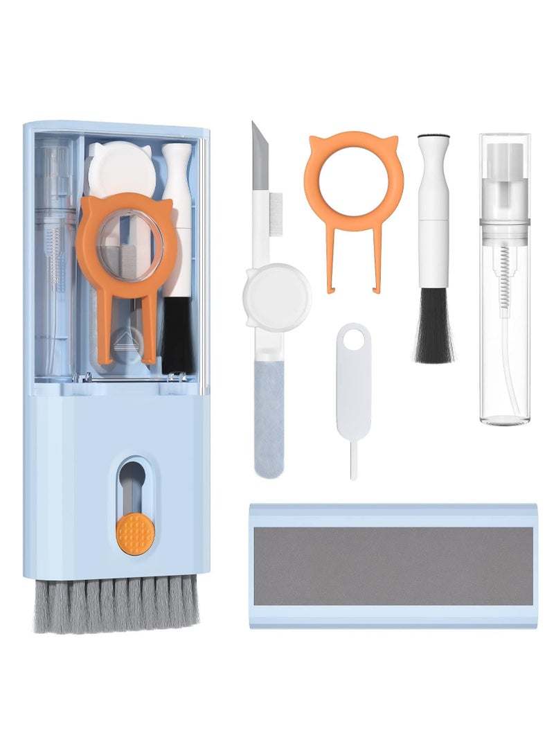 Cleaning Kit for Airpods 10 in 1 Keyboard Cleaner with Brush Headphone Cleaning Pen, Multifunctional Cleaning Set for Camera, Laptop, PC Monitor, Phone, Blue - Image 1