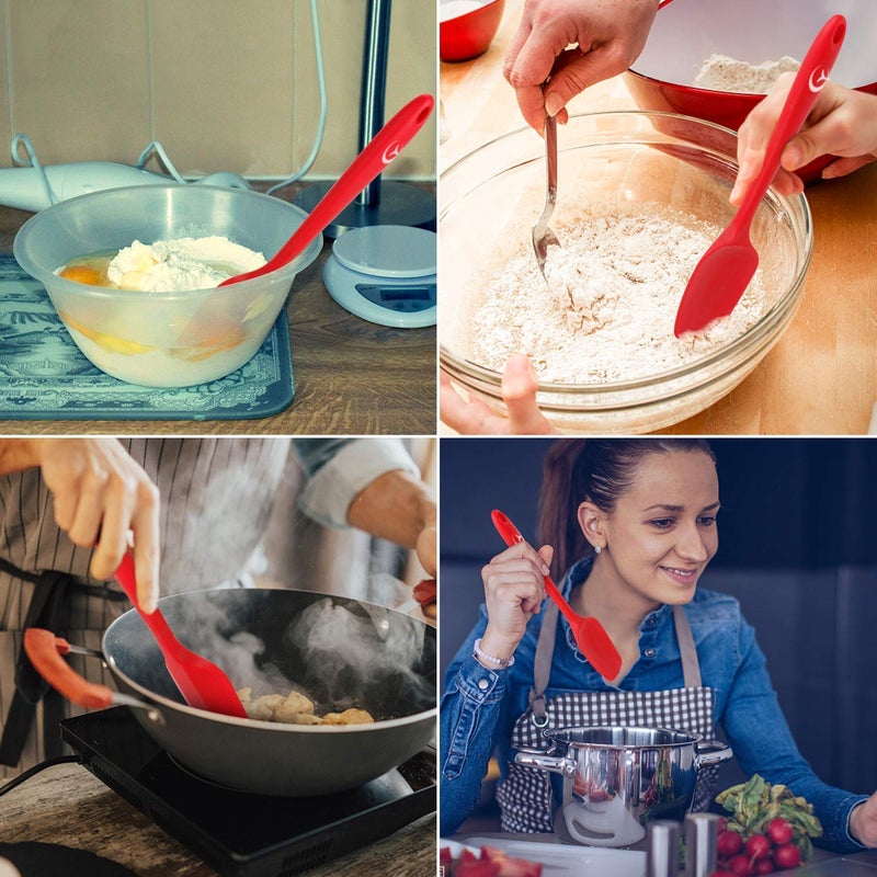 FS COOL Silicone Spatula 450F Heat Resistant Spoon Spatulas Strong Steel Core and OnePiece Seamless Design Perfect for Cooking Mixing Baking BPA Free and Dishwasher SafePack of 4 Red - Image 5