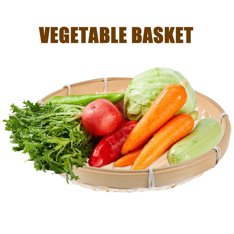 Natural Wicker Storage Basket 26cm Diameter Serving Tray for Kitchen Dining Organization - Image 4