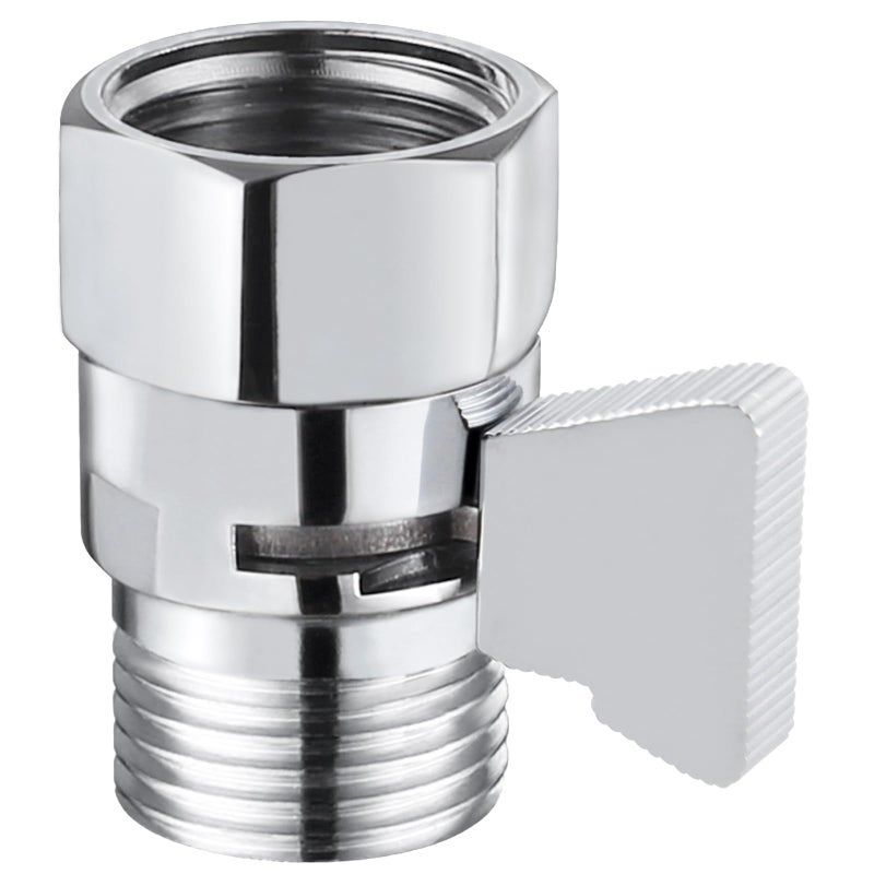 APLusee Shower Head Flow Control Valve, Solid Brass Water Flow Regulator with Adjustable Lever, Chrome