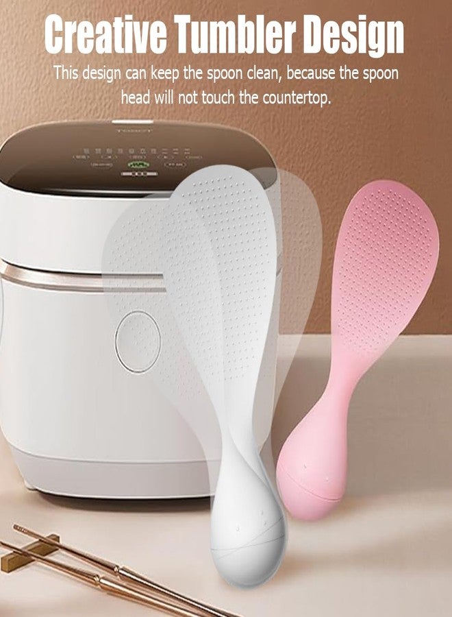 Ouliget Tumbler Anti-Stick Plastic Rice Spoon,Creative Stand Up Non Stick Rice Spoon Scooper Spatula,Rice Cooker Practical Spoons Kitchen Utensils for Salads Mashed Potato - Image 2