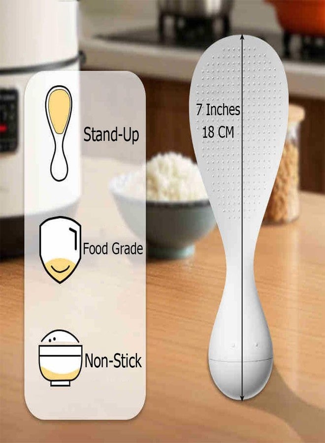 Ouliget Tumbler Anti-Stick Plastic Rice Spoon,Creative Stand Up Non Stick Rice Spoon Scooper Spatula,Rice Cooker Practical Spoons Kitchen Utensils for Salads Mashed Potato - Image 3