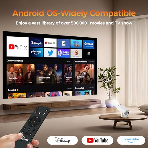 WellSonic Mini Projector with WiFi and Bluetooth, Portable Projector Support 1080P, Auto Keystone,210° Rotation, Smart Projector with build-in APP for Home Theater Night - Image 2
