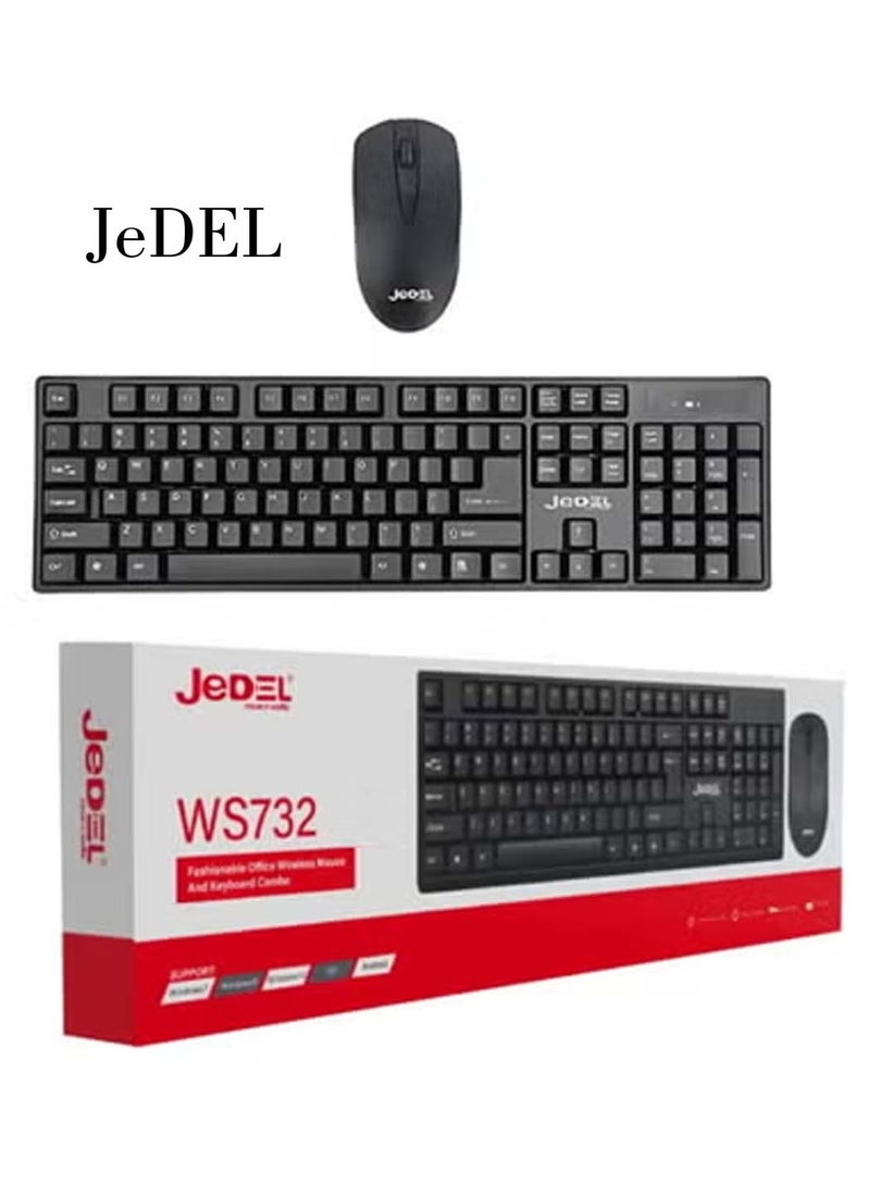 JeDEL WS732 Wireless Keyboard and Mouse English Slim Keyboard and Mouse For Laptop PC Smart TV Windows - Image 1