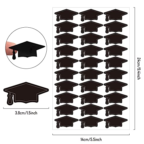 Whaline 600pcs Graduation Cap Stickers Black Graduation Hat Sealing Labels Grad Party Favor Labels Self-Adhesive Grad Cap Stickers for College High School Party Chocolate Envelopes Decor - Image 2