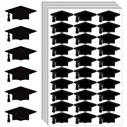 Whaline 600pcs Graduation Cap Stickers Black Graduation Hat Sealing Labels Grad Party Favor Labels Self-Adhesive Grad Cap Stickers for College High School Party Chocolate Envelopes Decor - Image 1