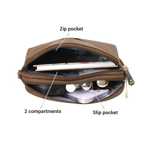 Mochi Women's Brown Stylish Faux Leather Sling Bag (66-537) - Image 5