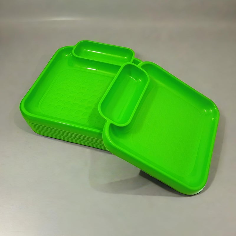 BHOJANWARE Plastic Platter Set of 6 in Green Color- Perfect for Dinner Parties and Entertaining (Size- 7.5 Inch / 19 CM) - Image 1
