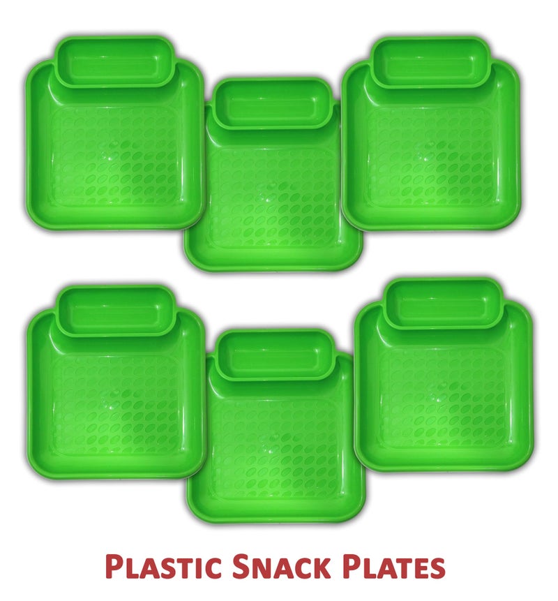 BHOJANWARE Plastic Platter Set of 6 in Green Color- Perfect for Dinner Parties and Entertaining (Size- 7.5 Inch / 19 CM) - Image 3