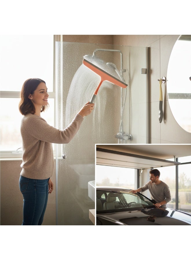 مسّاحة زجاج بشفرة سيليكون مرنة لتنظيف الشبابيك والمرايا وأبواب الدش بدون خطوط. مقبض مريح مضاد للانزلاق مع فتحة تعليق لسهولة التخزين. - Image 5
