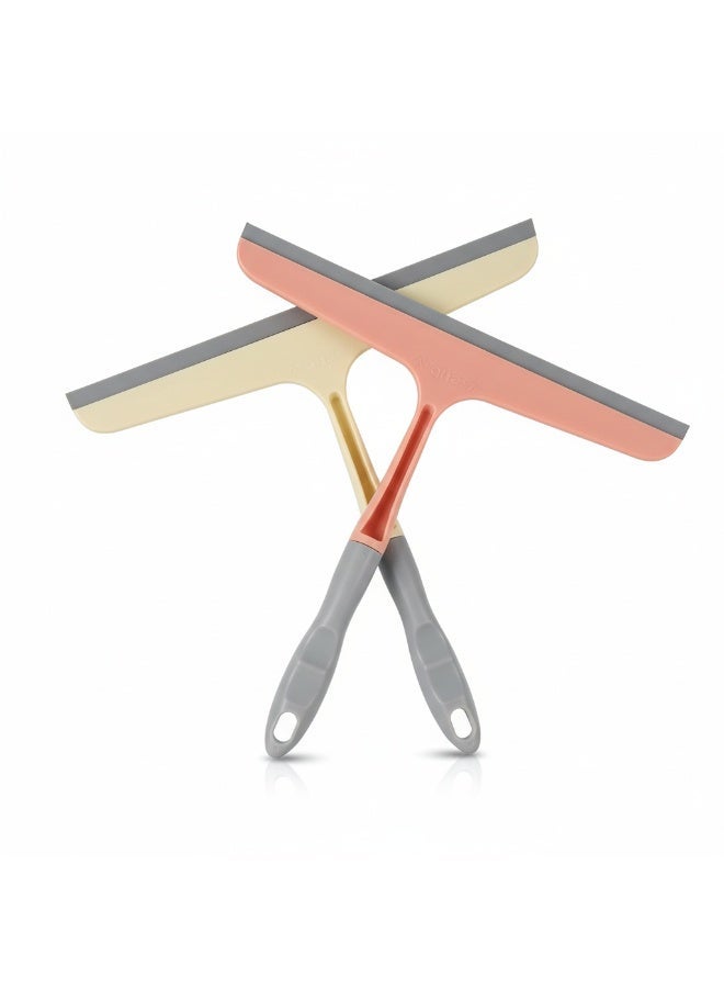 مسّاحة زجاج بشفرة سيليكون مرنة لتنظيف الشبابيك والمرايا وأبواب الدش بدون خطوط. مقبض مريح مضاد للانزلاق مع فتحة تعليق لسهولة التخزين. - Image 1