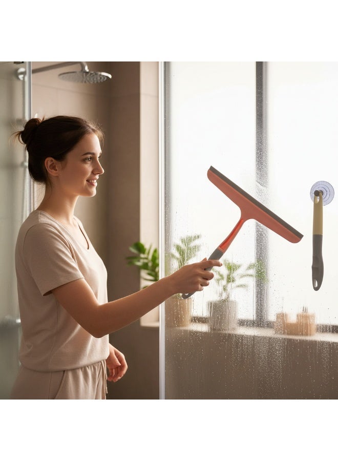 مسّاحة زجاج بشفرة سيليكون مرنة لتنظيف الشبابيك والمرايا وأبواب الدش بدون خطوط. مقبض مريح مضاد للانزلاق مع فتحة تعليق لسهولة التخزين. - Image 3