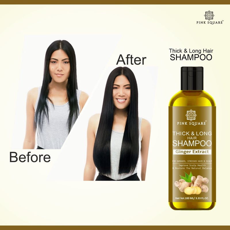 Pink Square Thick  Long Hair Shampoo with Ginger Extract to Get Dandruff Free Scalp Refresh Hair Pack of 4 of 100ML 400ML - Image 5