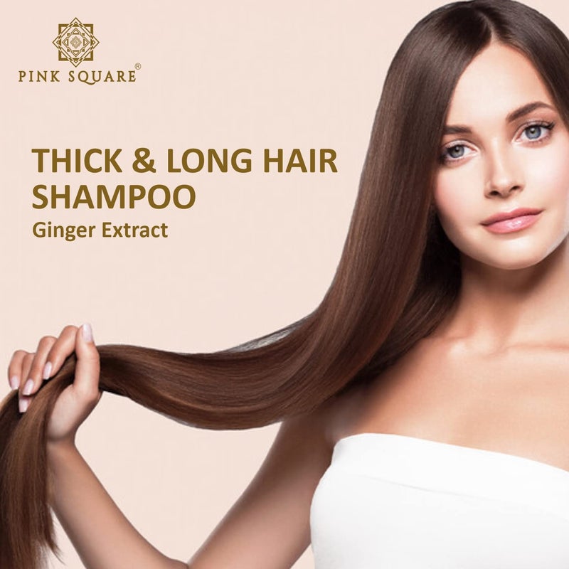Pink Square Thick  Long Hair Shampoo with Ginger Extract to Get Dandruff Free Scalp Refresh Hair Pack of 4 of 100ML 400ML - Image 2