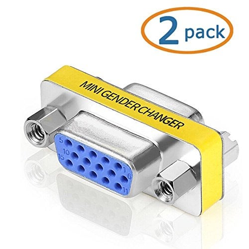 WOVTE SVGA Connector, DB HD New 15 VGA SVGA KVM Female to Female Gender Changer Adapter Coupler Pack of 2 - Image 1