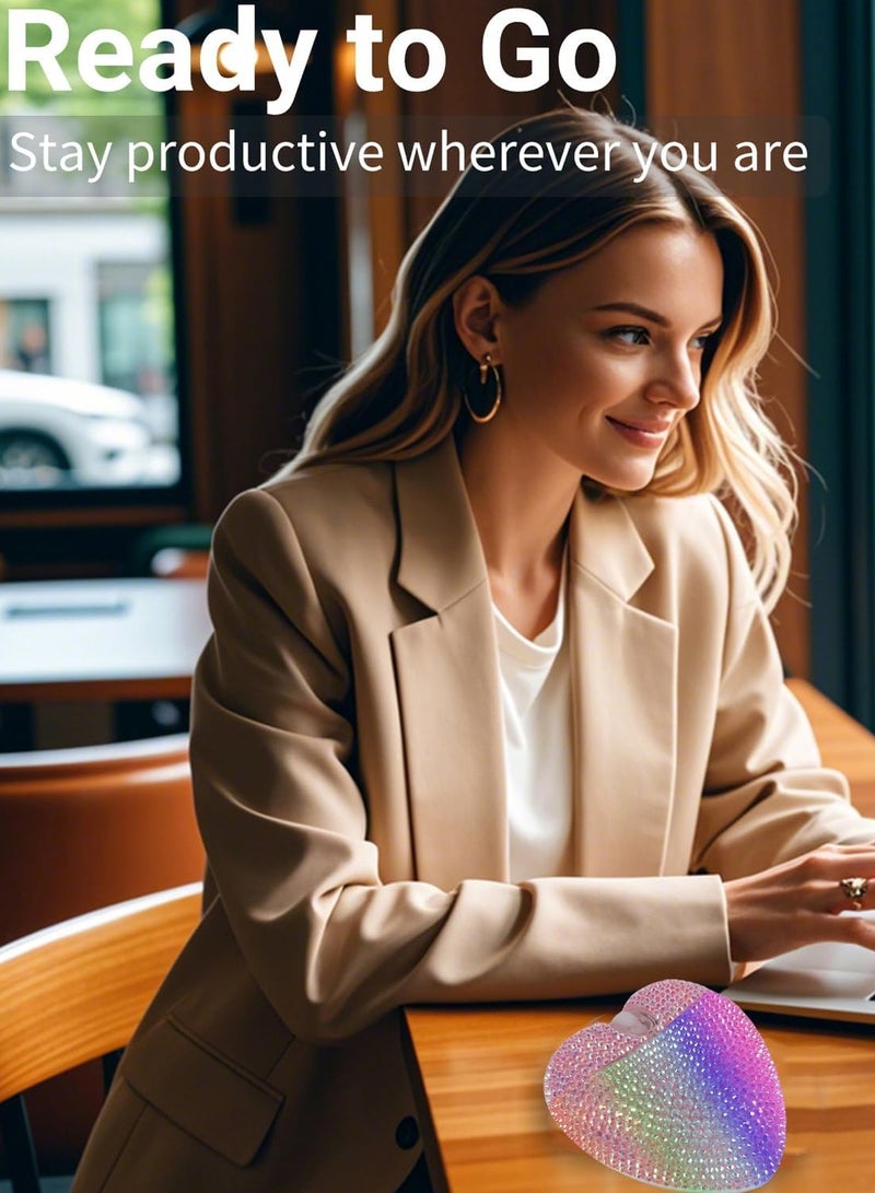 عام Wireless Bluetooth Mouse Cute Pink Love Heart Shinning Led Light Silent Portable Lightweight USB Optical Cordless Dual Mode Mice for PC Laptop Computer Women Girl - Image 2