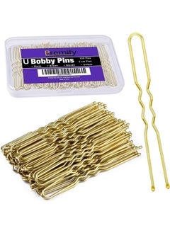 Premify U Shaped Hair Pins, Pack Of 120 Bobby Pins Bun Hair Pins, Blonde Hair Grips, Hair Pin For Women, Wedding Bridal Blonde Color Hairpins In Plastic Box  - Image 1